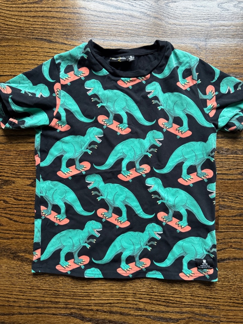 Kids' Dino Skate Short-Sleeve Tee - Black/Teal by Size 8
